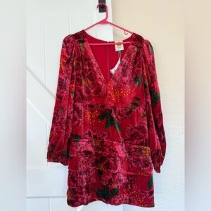 NWT FARM Rio Shiny Flowers Velvet Dress